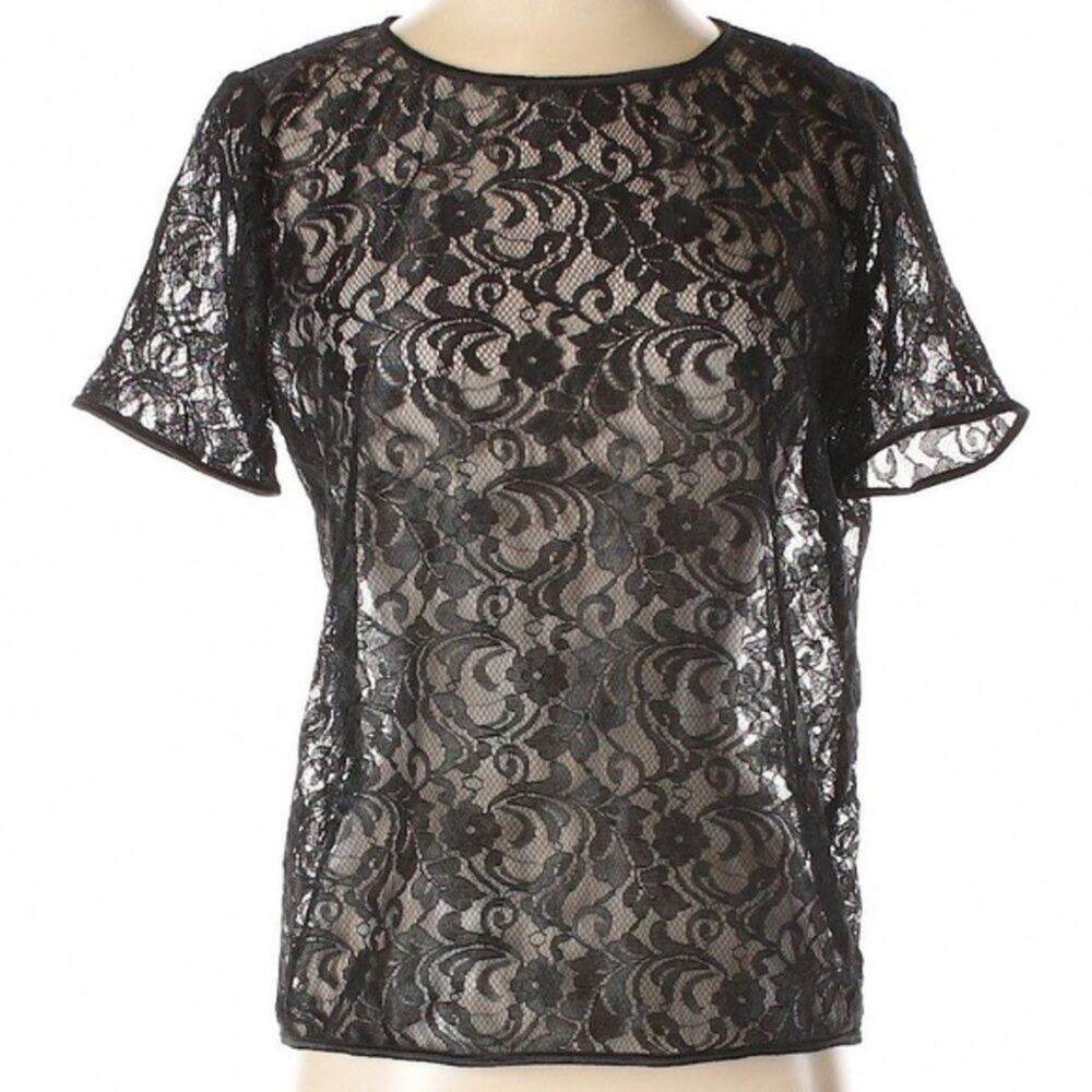 American Apparel black sheer lace goth blouse top xs/s